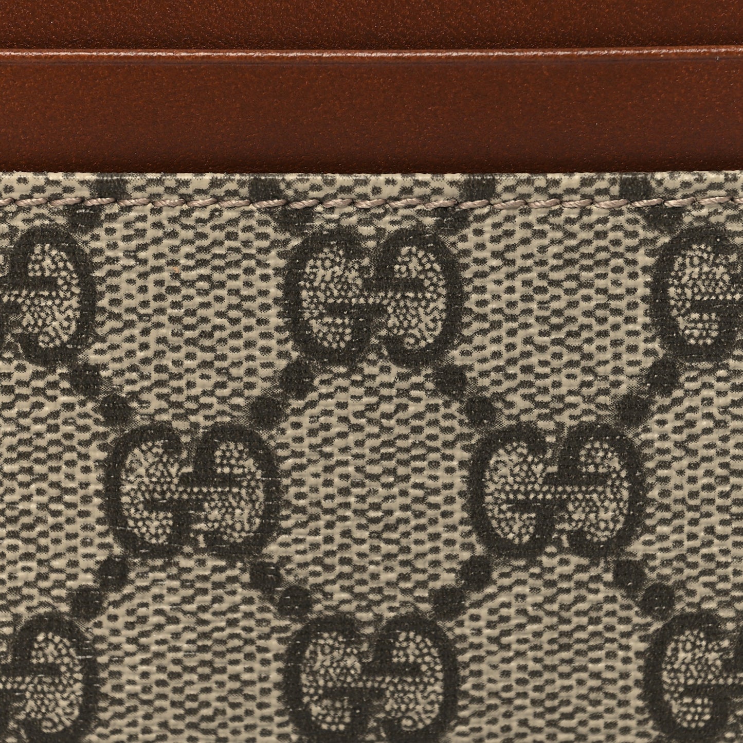 GG Supreme Monogram Calfskin Card Holder Beige Ebony Cuir