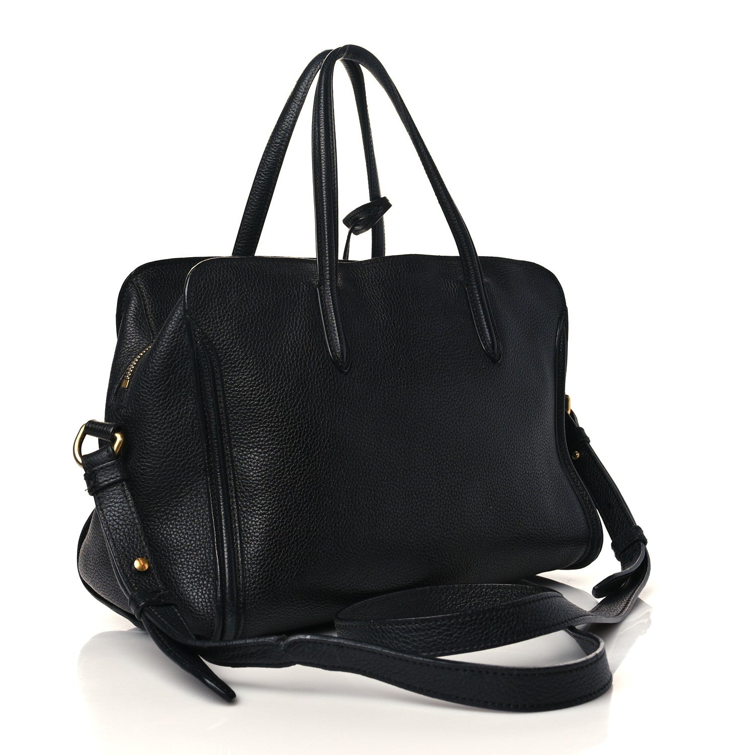Alexander McQueen Pebbled Calfskin Small Skull Padlock Zip Around Tote Black 3 of 10