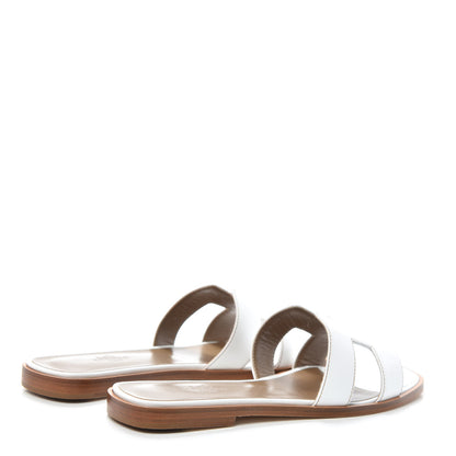 Hermes Box Calfskin Oran Sandals 36.5 White 4 of 7