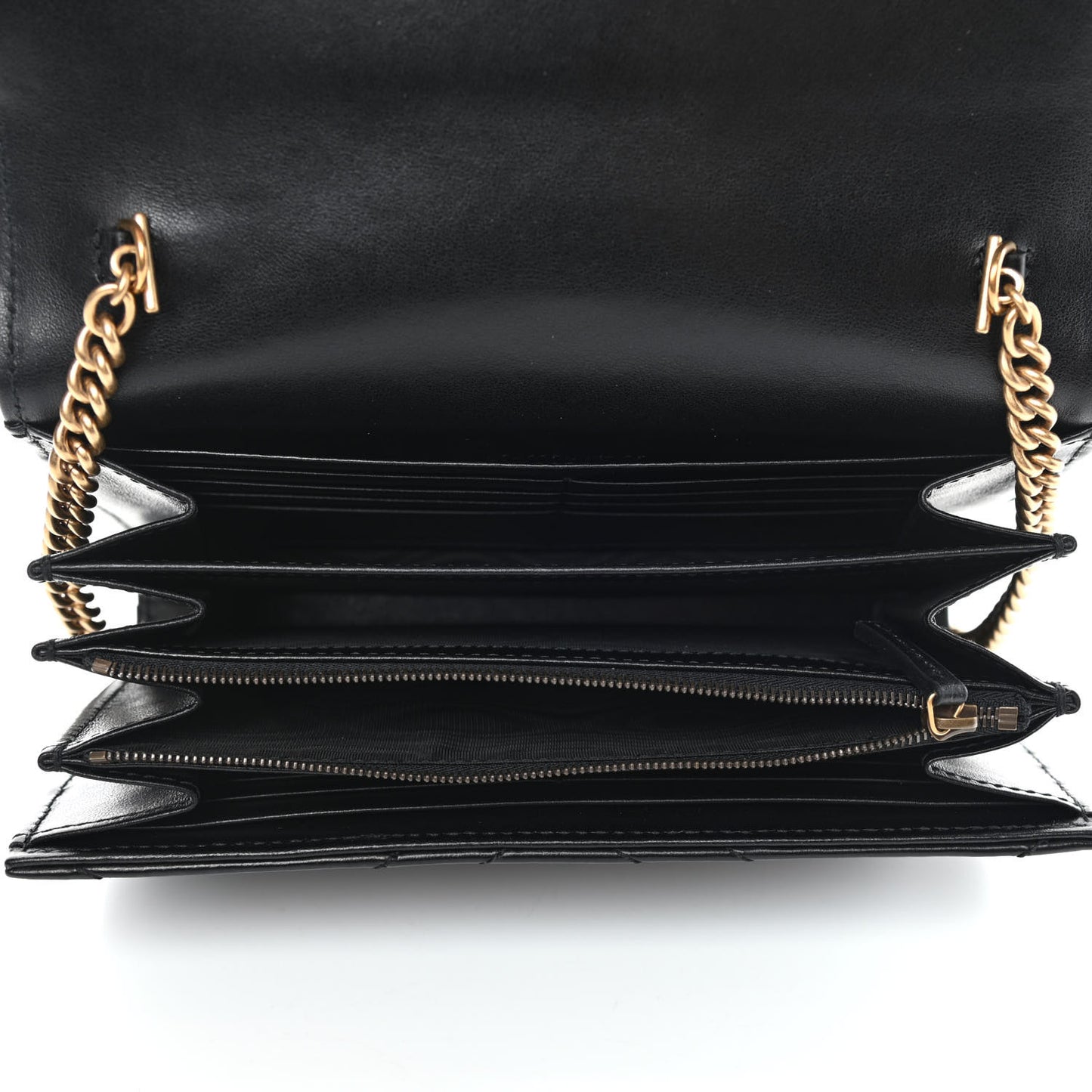 Calfskin Matelasse GG Marmont Chain Wallet Black