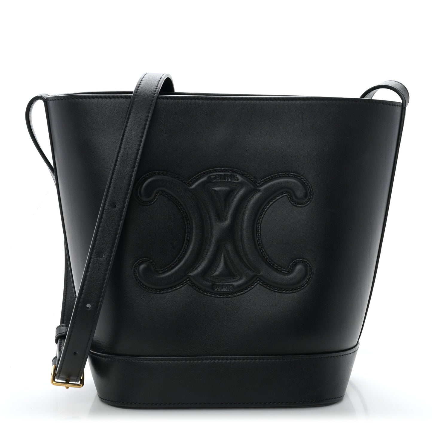 Smooth Calfskin Small Cuir Triomphe Bucket Bag Black