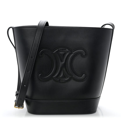 Celine Smooth Calfskin Small Cuir Triomphe Bucket Bag Black 1 of 11
