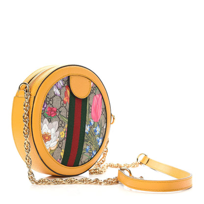 Gucci GG Supreme Monogram Flora Web Mini Ophidia Round Shoulder Bag Beige Multicolor Crop 3 of 9