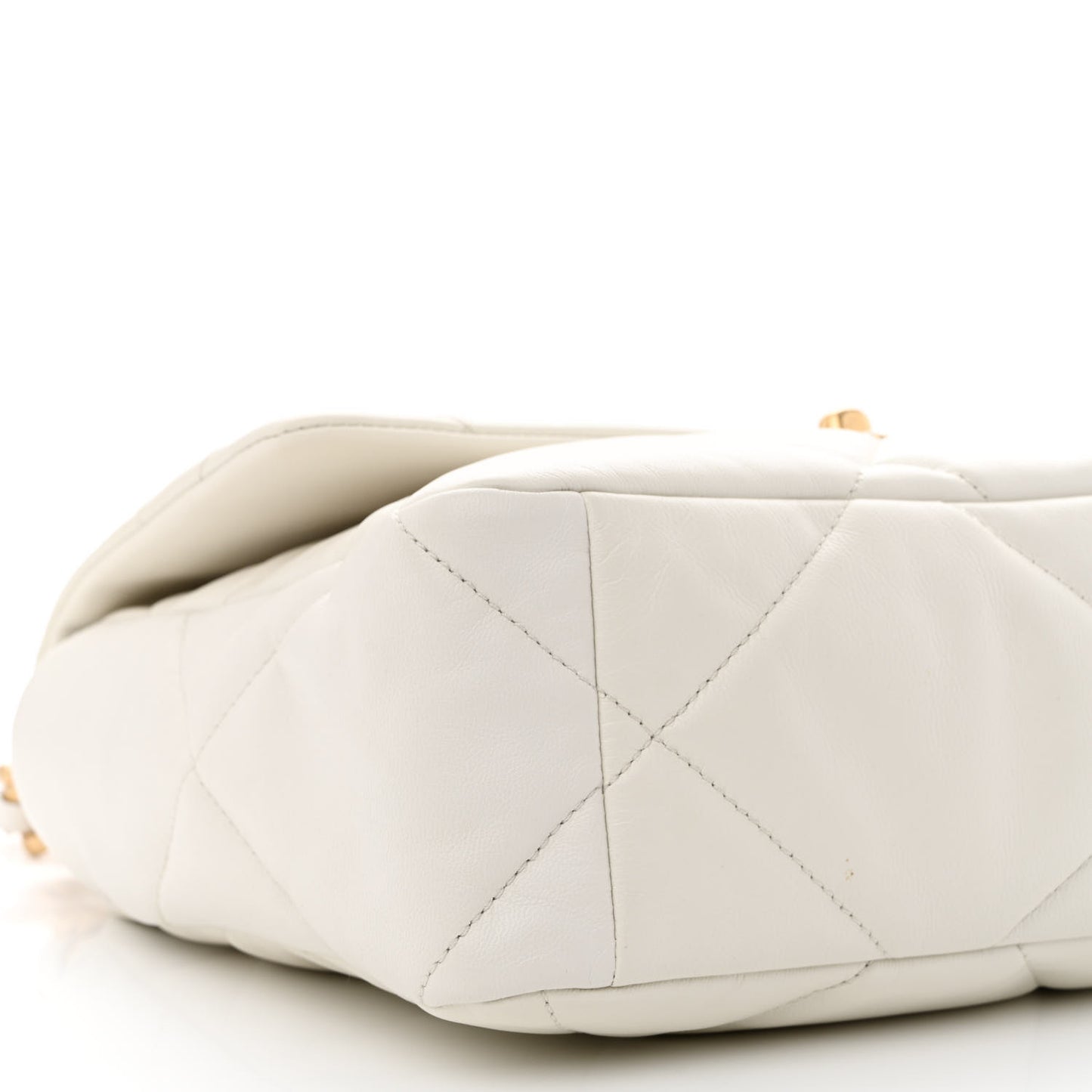 Goatskin Quilted Large Chanel 19 Flap White