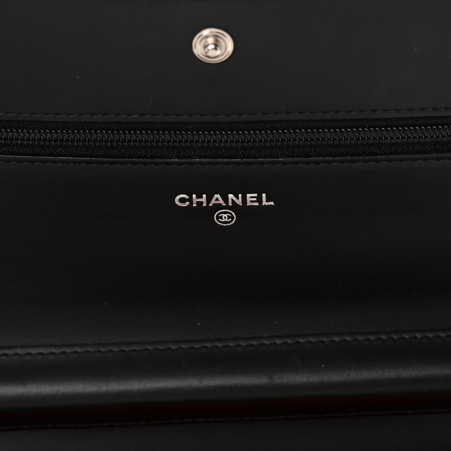 Calfskin Quilted Cambon Wallet On Chain WOC Black