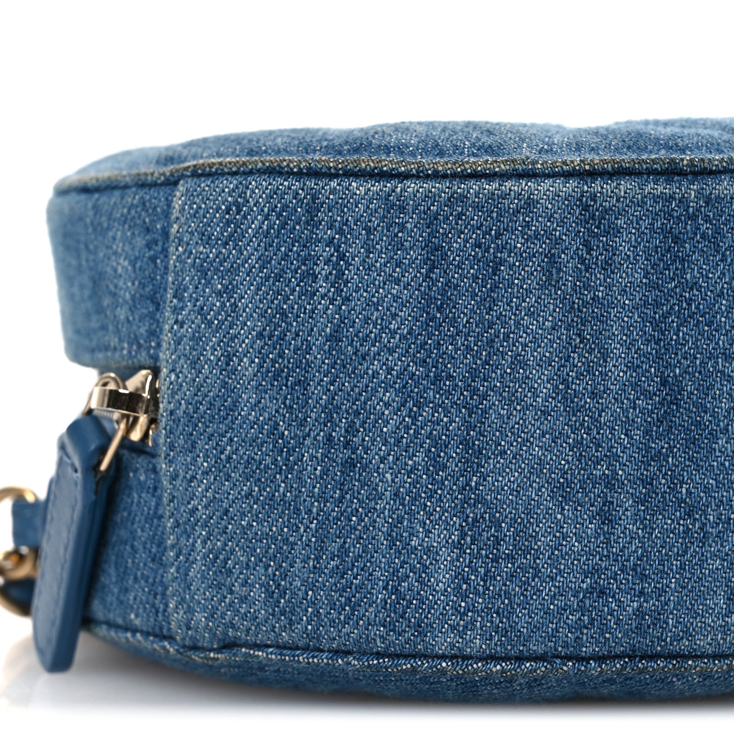 Chanel Denim Quilted Round Pearl Crush Clutch With Chain Blue 9 of 11