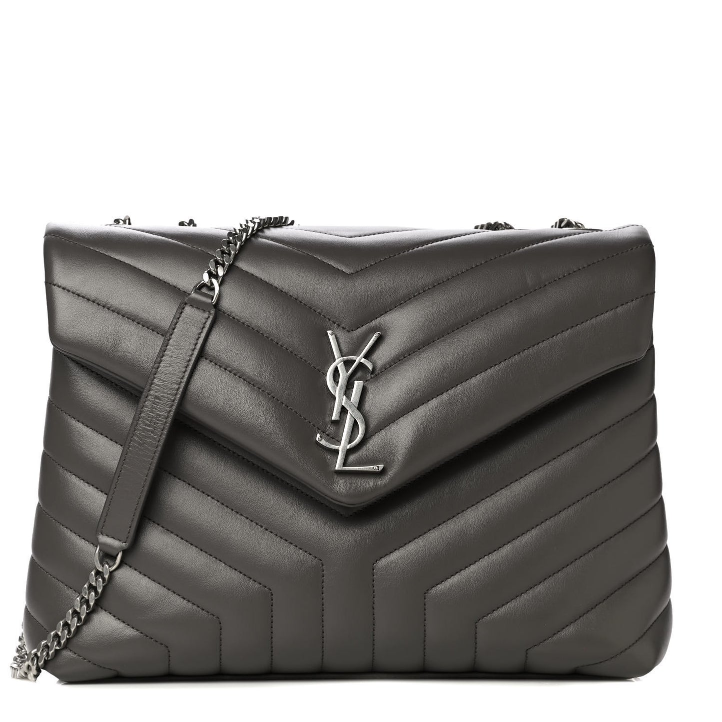 Calfskin Y Quilted Monogram Medium Loulou Chain Satchel Earth