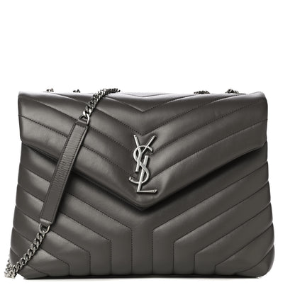 Saint Laurent Calfskin Y Quilted Monogram Medium Loulou Chain Satchel Earth 1 of 13