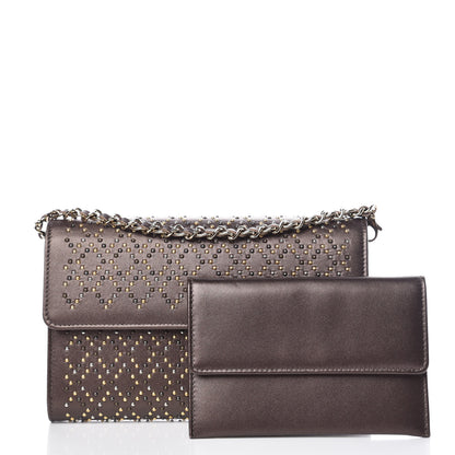 Chanel Lambskin Studded Wallet on Removable Chain Bronze 3 of 12