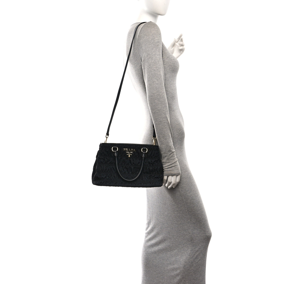 Prada Tessuto Nylon Gaufre Small Tote Black 2 of 11