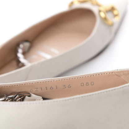 Gucci Nappa Lumiere Deva Horsebit Chain Embellished Flats 36 Dusty White 2 of 14