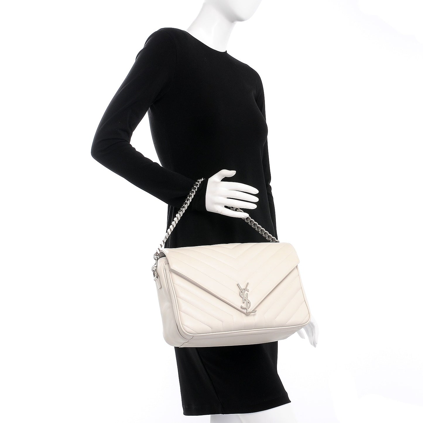 Calfskin Y Quilted Monogram Loulou Shoulder Bag Porcellana