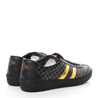 Gucci X DAPPER DAN Calfskin Laminated Ayers GG Micro Monogram Womens G74 Sneakers 36.5 Black Gold 4 of 9