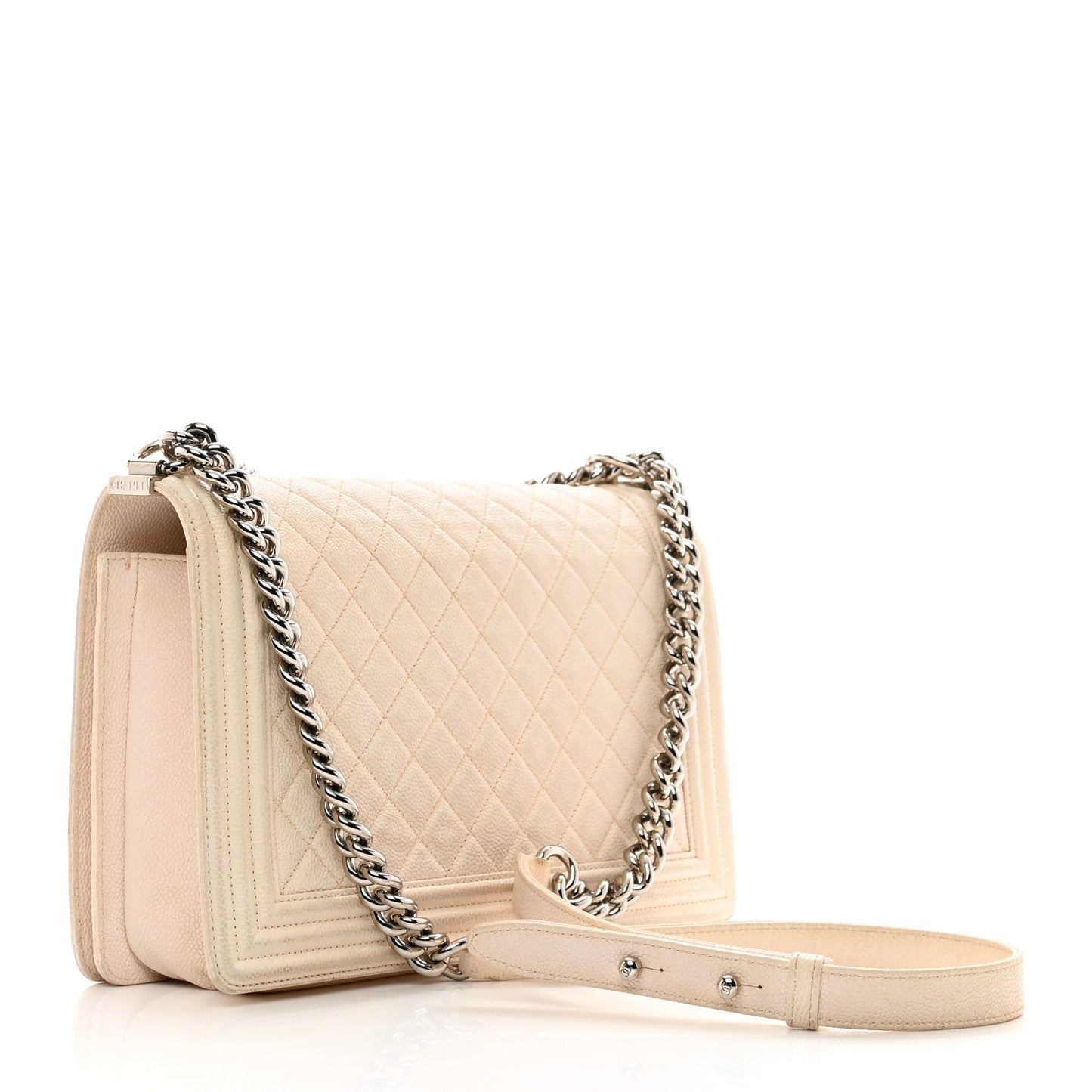 Caviar Quilted New Medium Boy Flap White