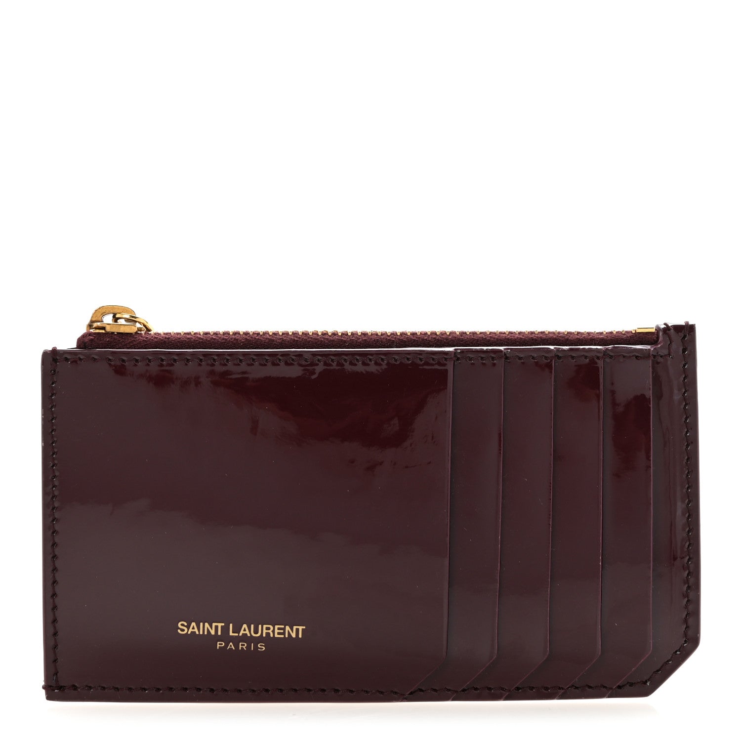 Saint Laurent Patent 5 Fragments Zip Pouch Card Holder Bordeaux 1 of 9