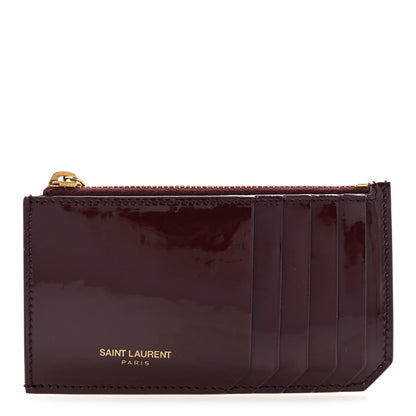 Saint Laurent Patent 5 Fragments Zip Pouch Card Holder Bordeaux 1 of 9