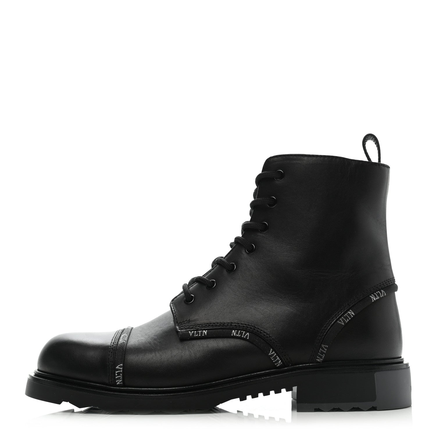 Valentino Garavani Calfskin Mens VLTN-Trim Combat Boots 44 Black 1 of 6