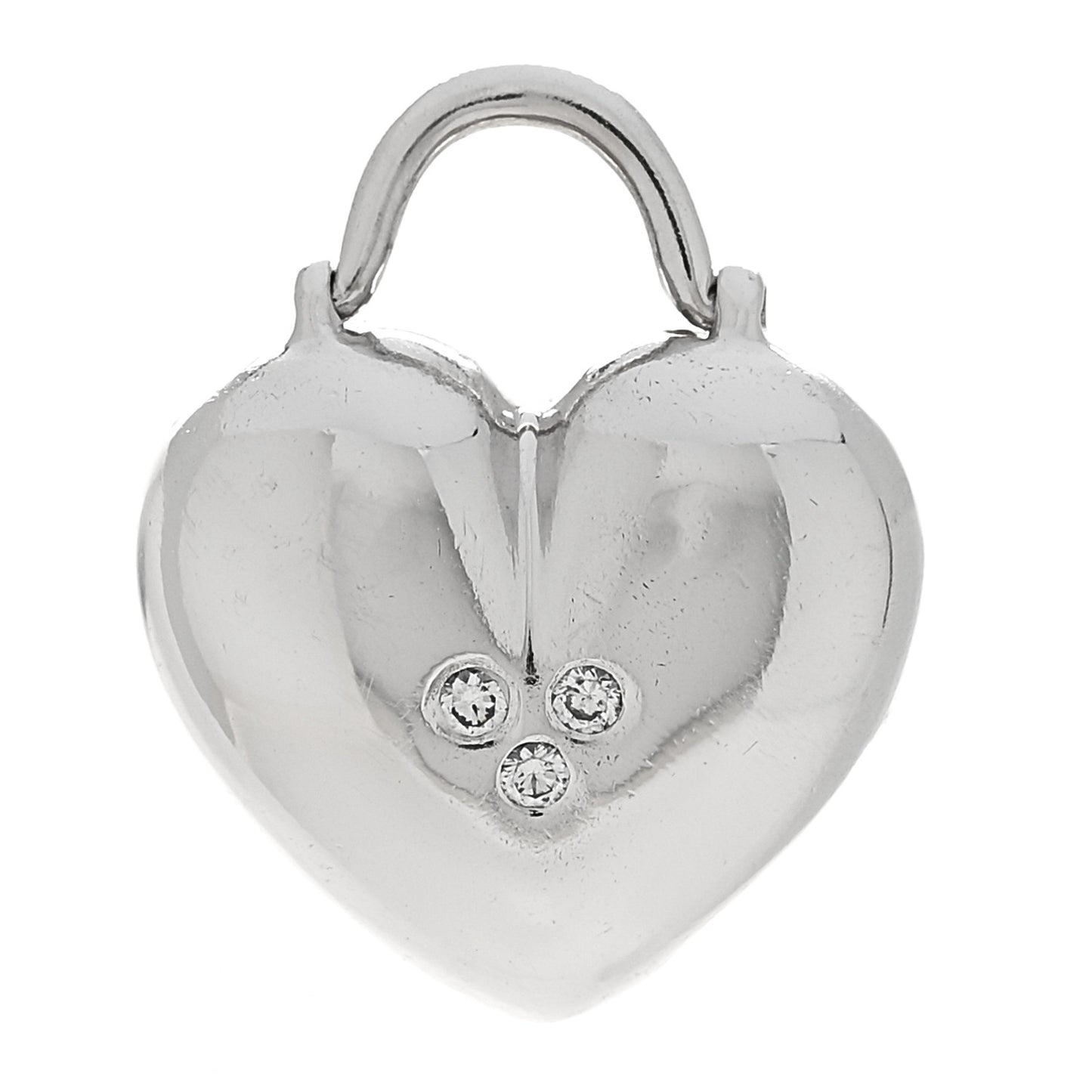18K White Gold Diamond Puffed Heart Charm Pendant
