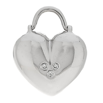 Tiffany 18K White Gold Diamond Puffed Heart Charm Pendant 1 of 4