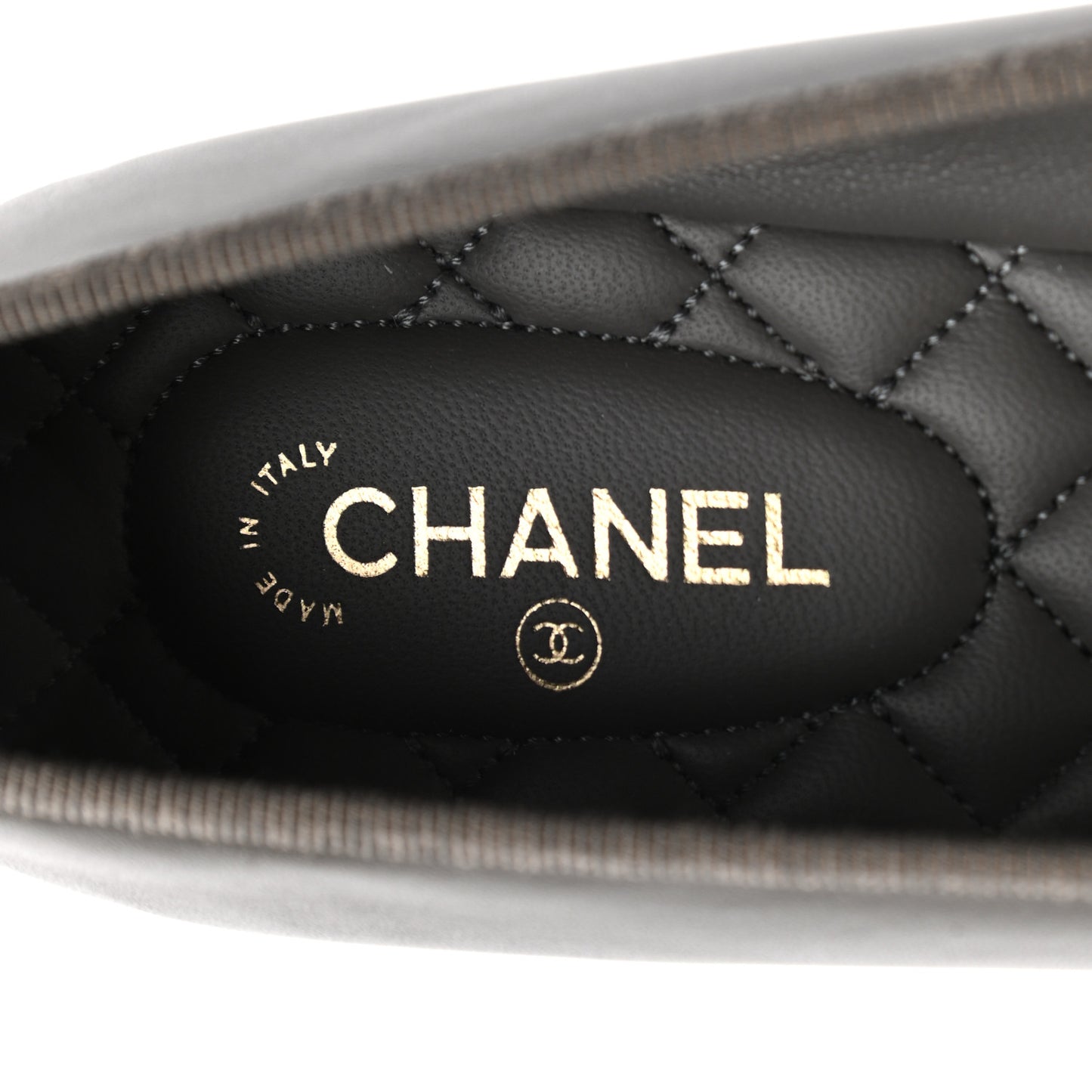 Lambskin Cap Toe CC Ballerina Flats 41 Dark Grey