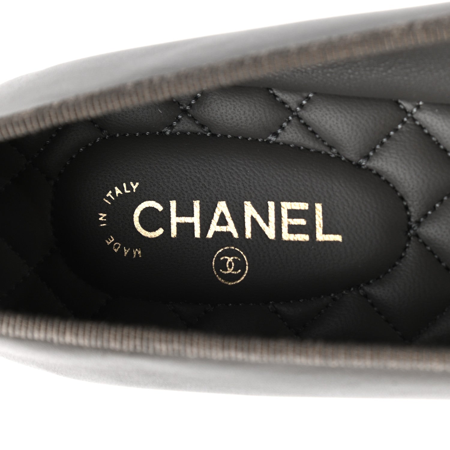 Chanel Lambskin Cap Toe CC Ballerina Flats 41 Dark Grey 7 of 8