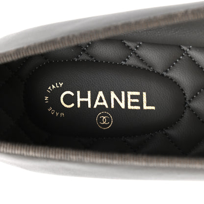 Chanel Lambskin Cap Toe CC Ballerina Flats 41 Dark Grey 7 of 8
