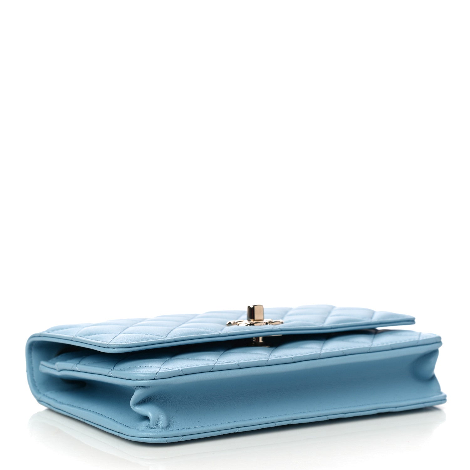 Chanel Lambskin Quilted Trendy CC Wallet On Chain WOC Light Blue 4 of 12