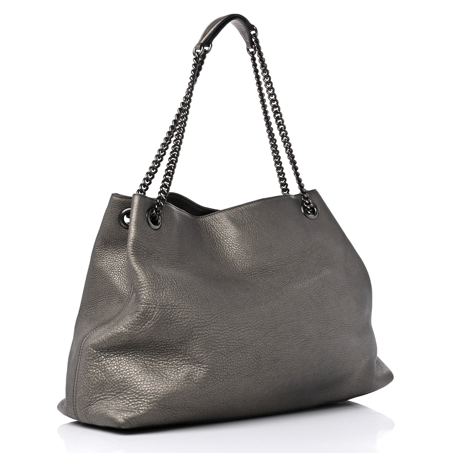Gucci Metallic Pebbled Calfskin Large Soho Chain Shoulder Bag Sasso 3 of 15