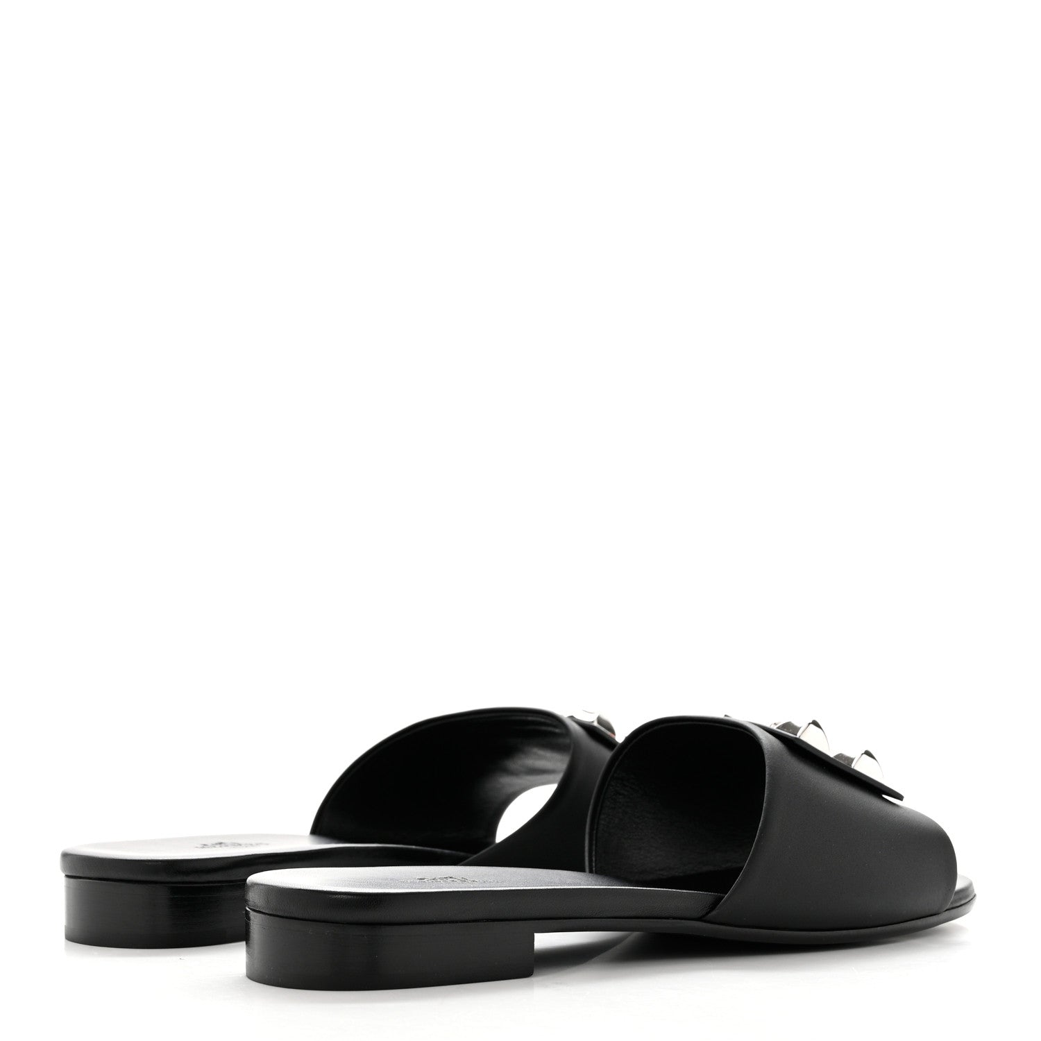Hermes Calfskin Dune Sandals 40 Black 4 of 9
