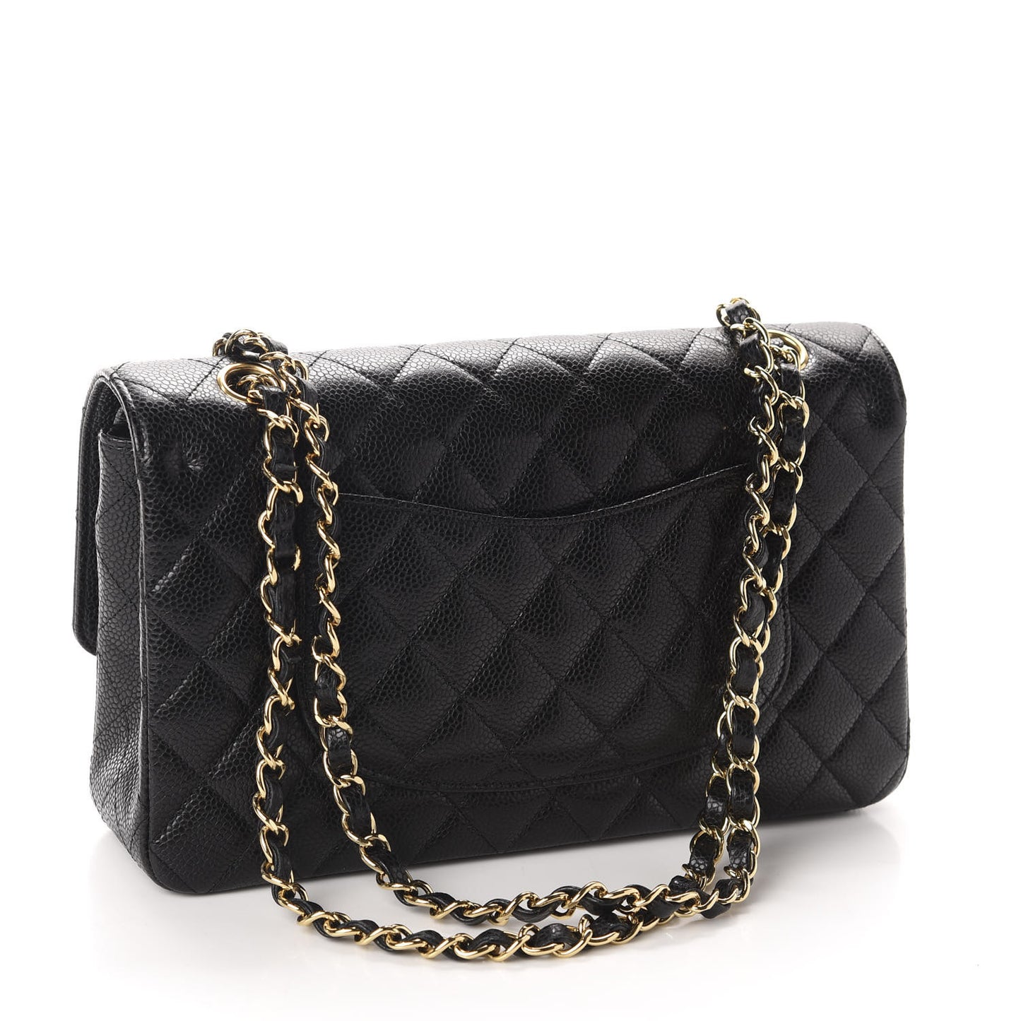 Caviar Quilted Medium Double Flap Black
