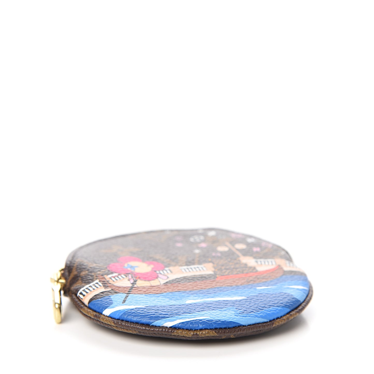 Monogram 2019 Christmas Animation Round Coin Purse Blue