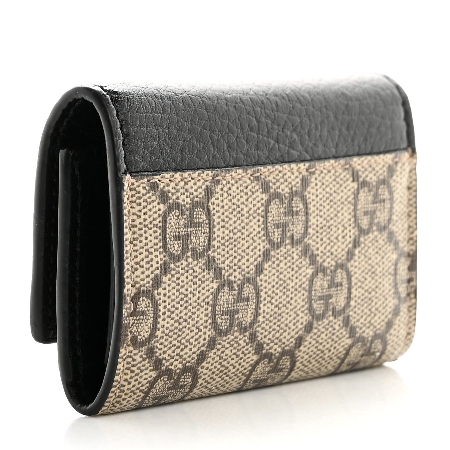Dollar Calfskin GG Supreme Monogram GG Marmont 6 Key Holder Case Black Beige Ebony