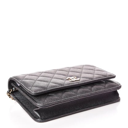 Chanel Iridescent Caviar Quilted Wallet On Chain WOC Black 4 of 11