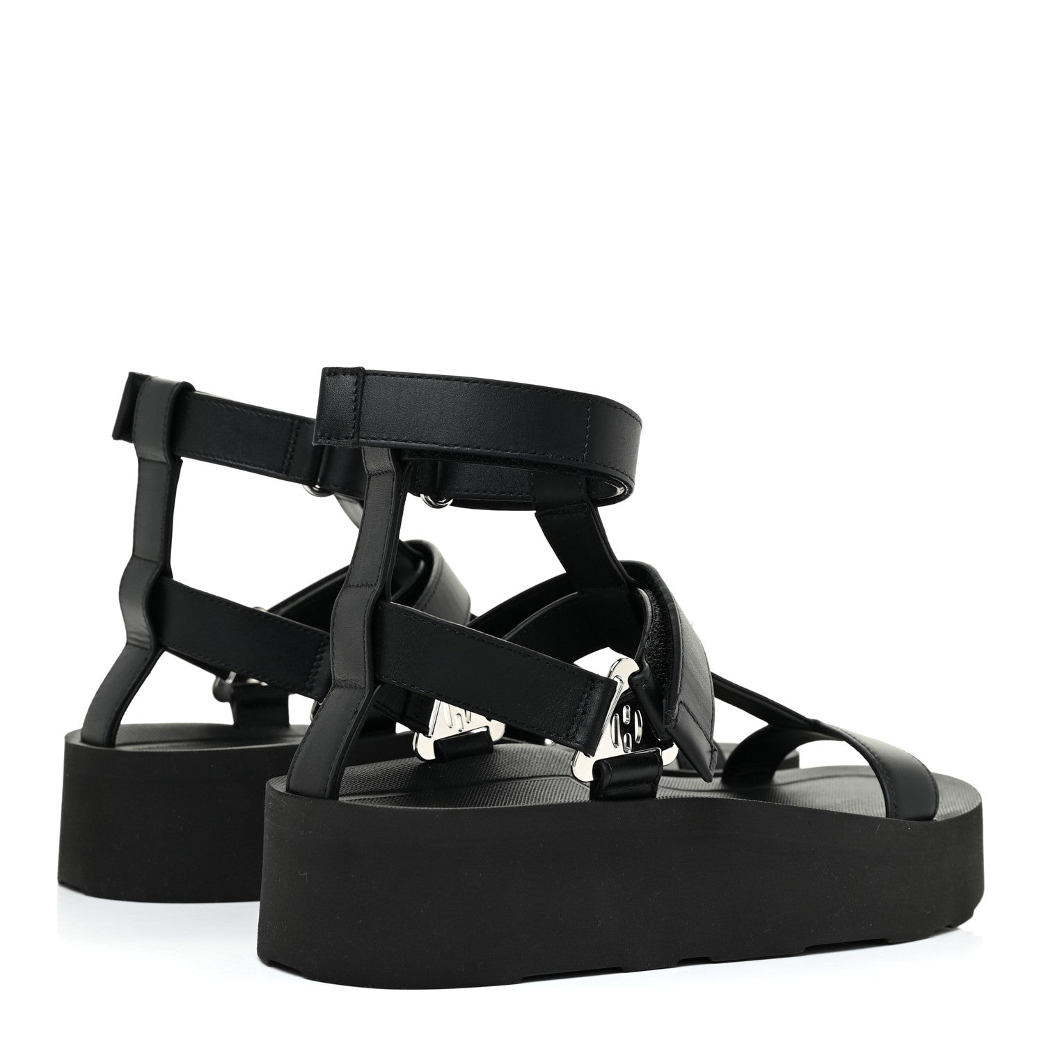 Hermes Calfskin Womens Enid Sandals 37 Black 4 of 7