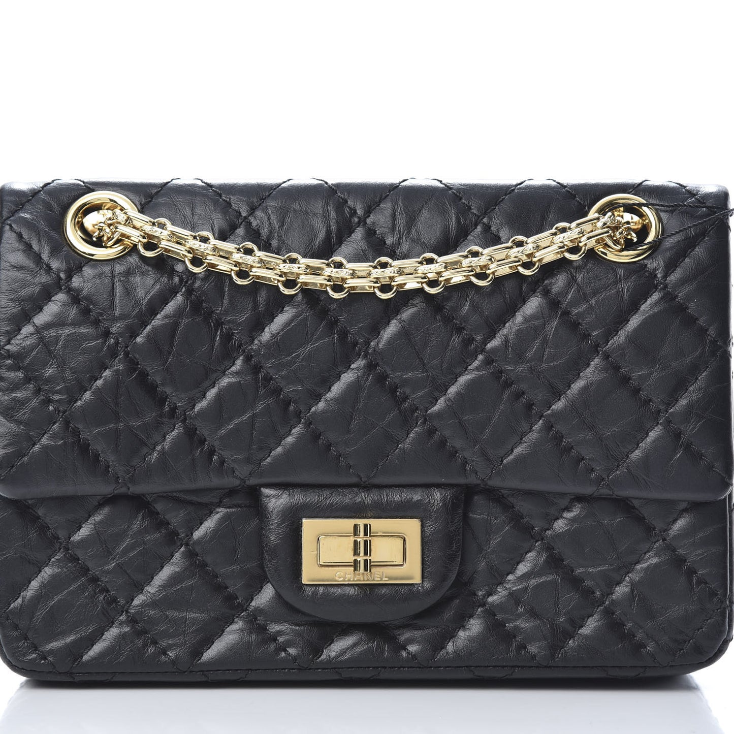 Aged Calfskin Quilted 2.55 Reissue Mini Flap Black