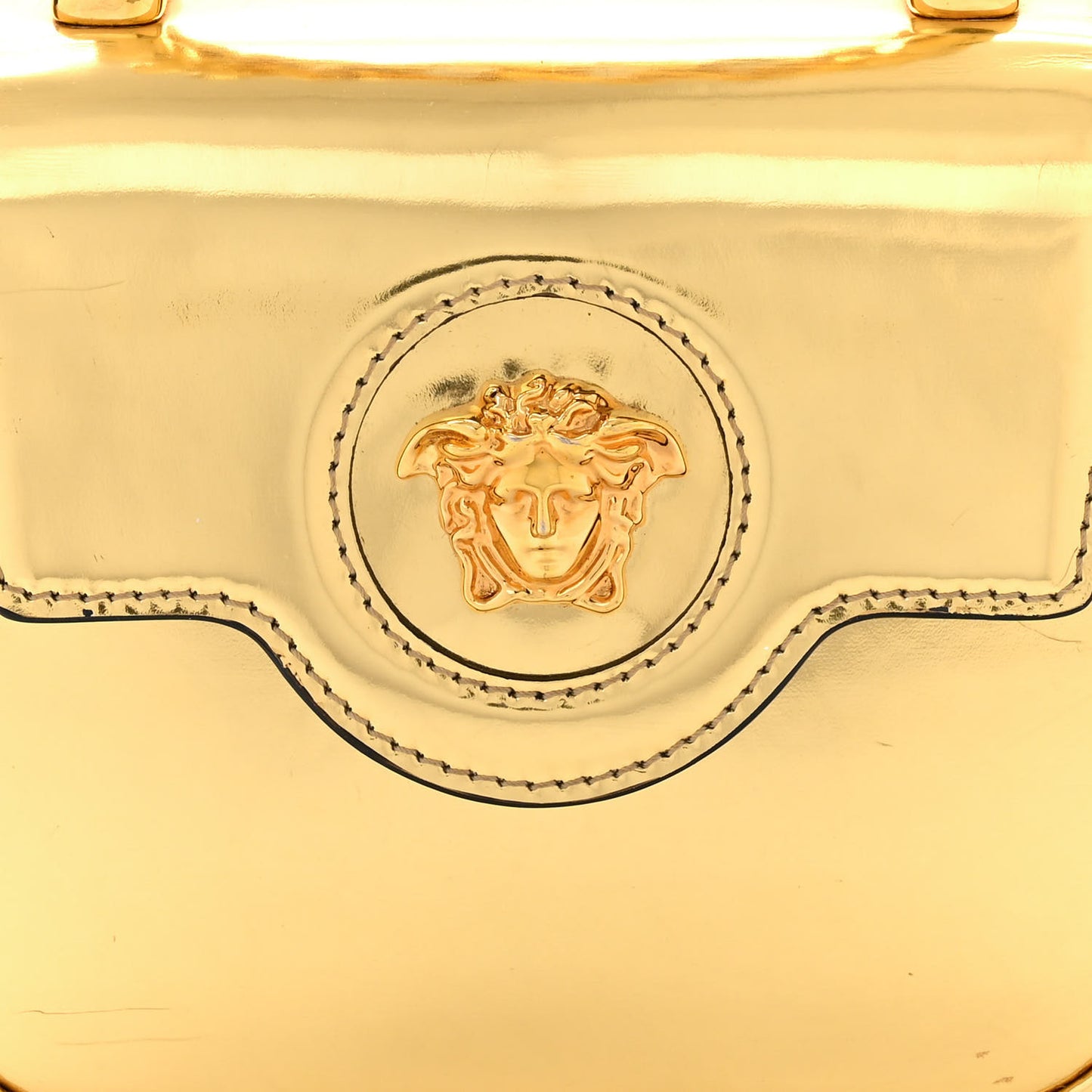 Metallic Calfskin Mini La Medusa Bag Gold