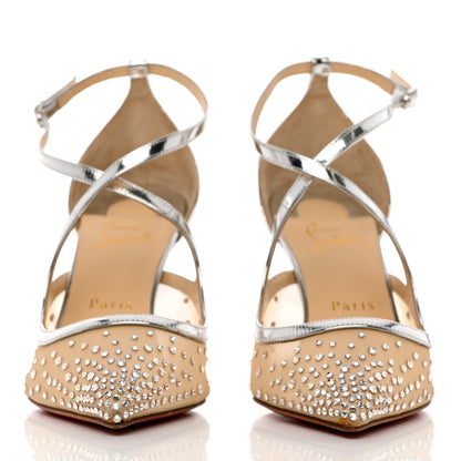 Christian Louboutin Dentelle Jacquard Strass Twistissima 85 Pumps 39.5 Silver 2 of 11