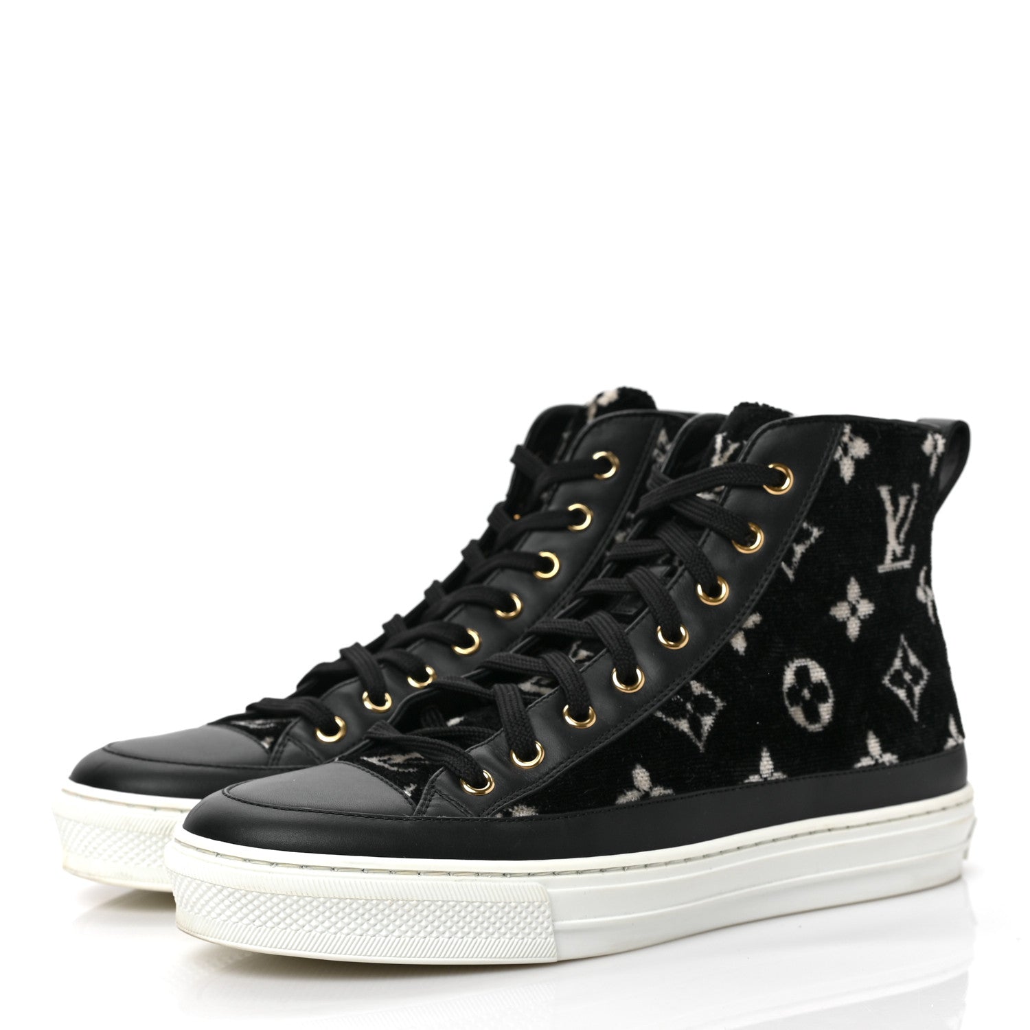 Louis Vuitton Velvet Monogram Stellar Sneakers 38.5 Black White 3 of 7