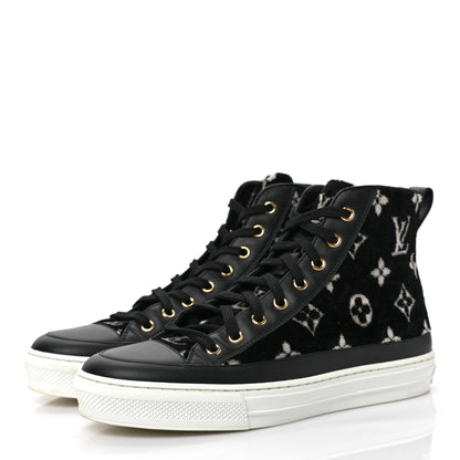 Louis Vuitton Velvet Monogram Stellar Sneakers 38.5 Black White 3 of 7