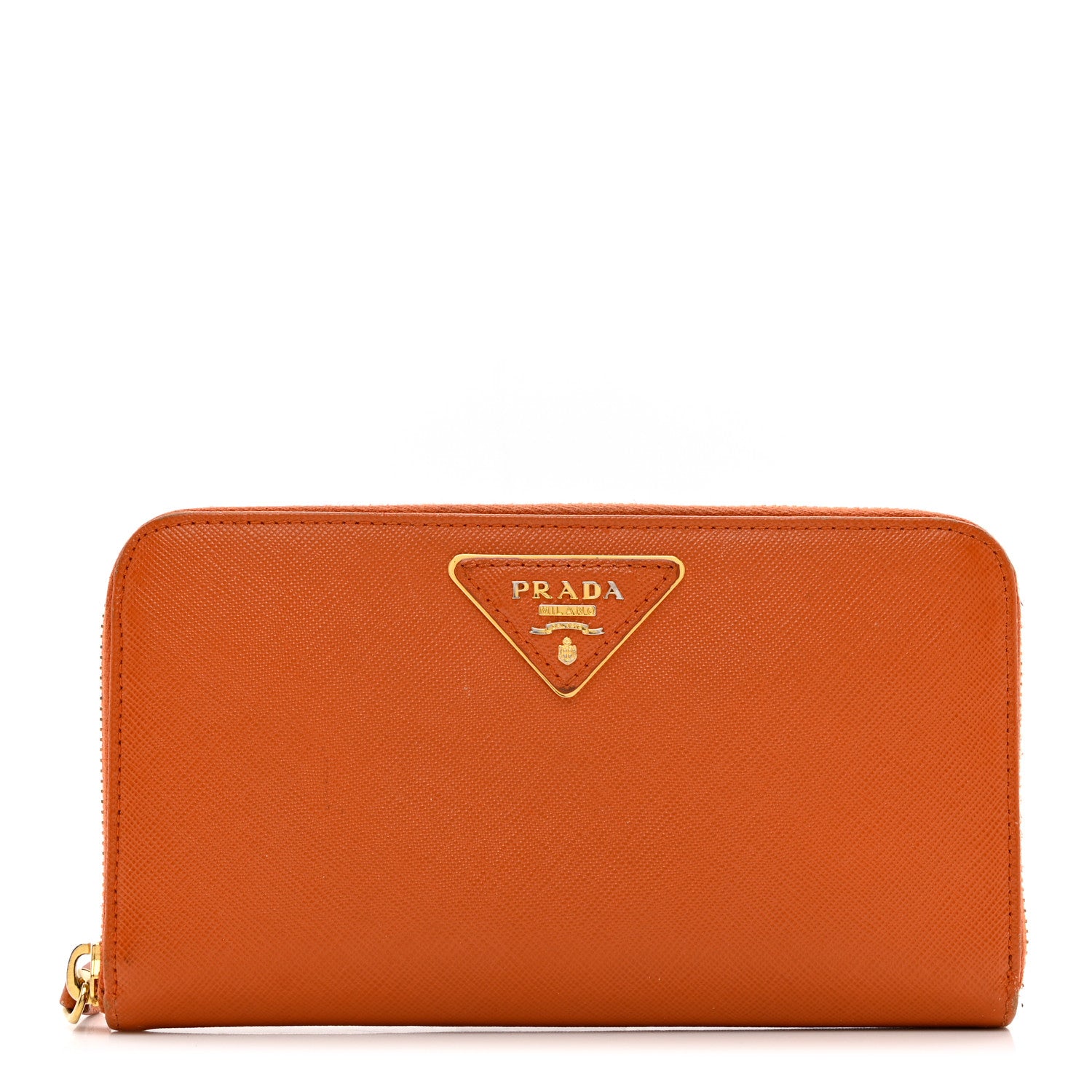 Prada Saffiano Metal Zip Around Wallet Rame 1 of 10