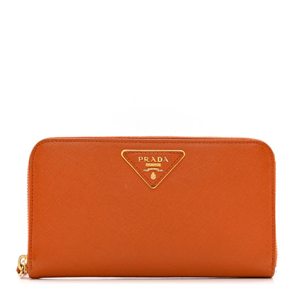 Prada Saffiano Metal Zip Around Wallet Rame 1 of 10