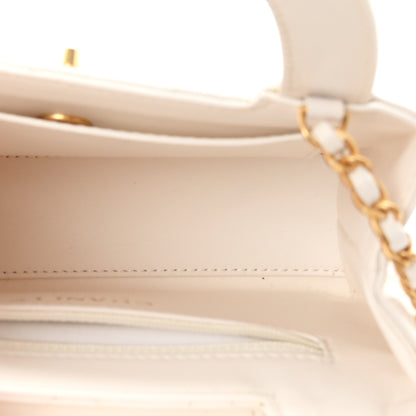 Chanel Shiny Aged Calfskin Quilted Nano Kelly Shopper White 5 of 10