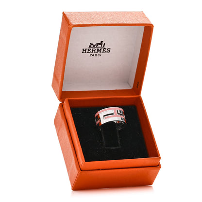 Hermes Sterling Silver Enamel Arcane Move H Ring 50 5.25 Rose 5 of 5
