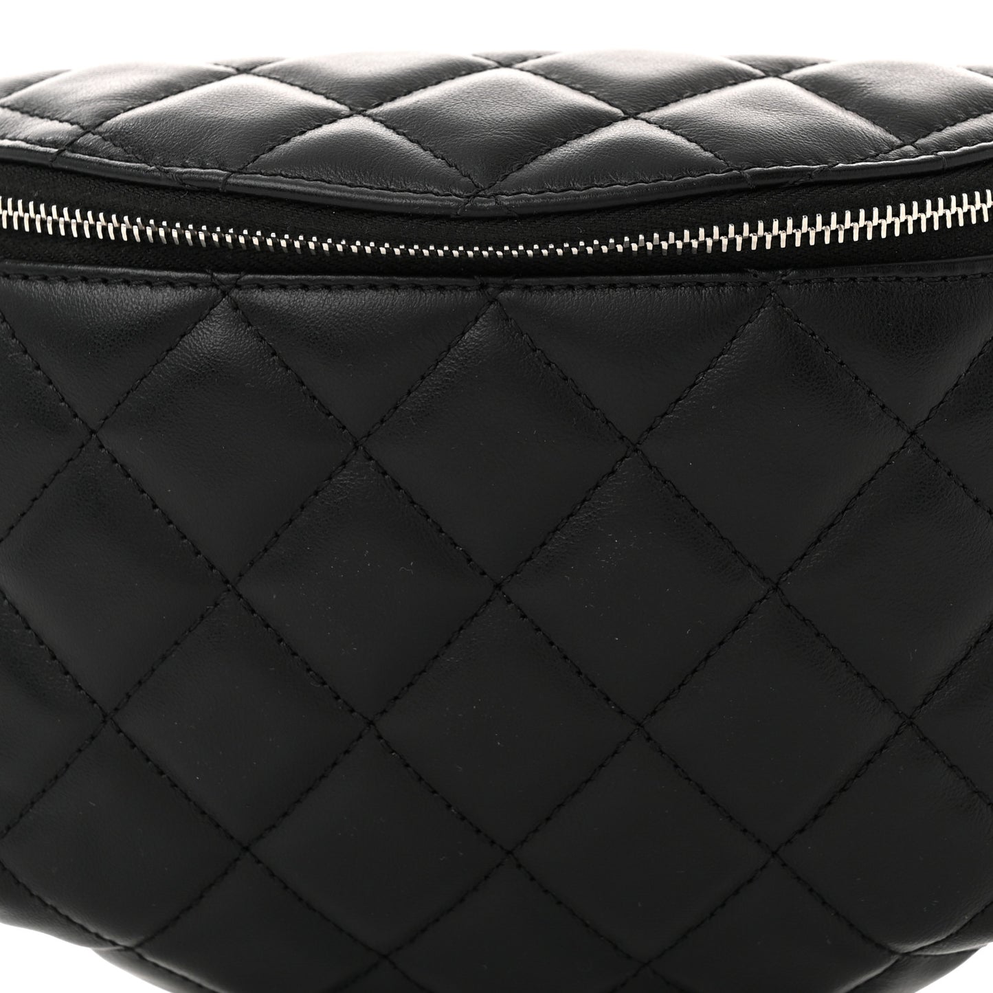 Calfskin Quilted Waist Belt Bag Black