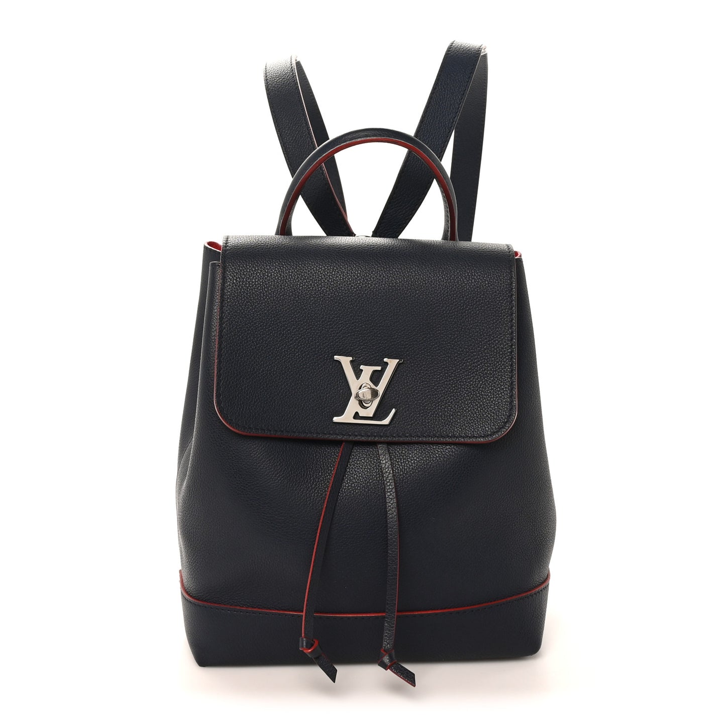 Soft Calfskin Lockme Backpack Marine Rouge