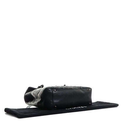 Chanel Calfskin Quilted Large Cambon Flap Black White 4 of 8