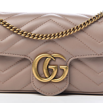 Gucci Calfskin Matelasse Super Mini GG Marmont Shoulder Bag Porcelain Rose 10 of 10
