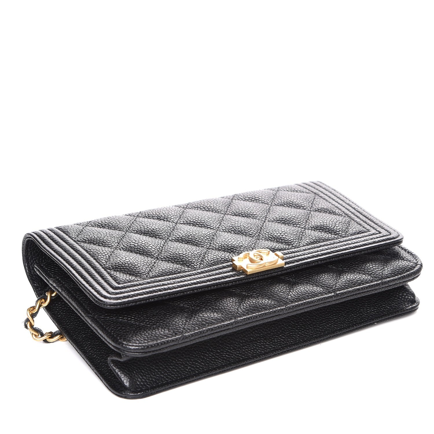 Chanel Caviar Quilted Boy Wallet On Chain WOC Black 4 of 8