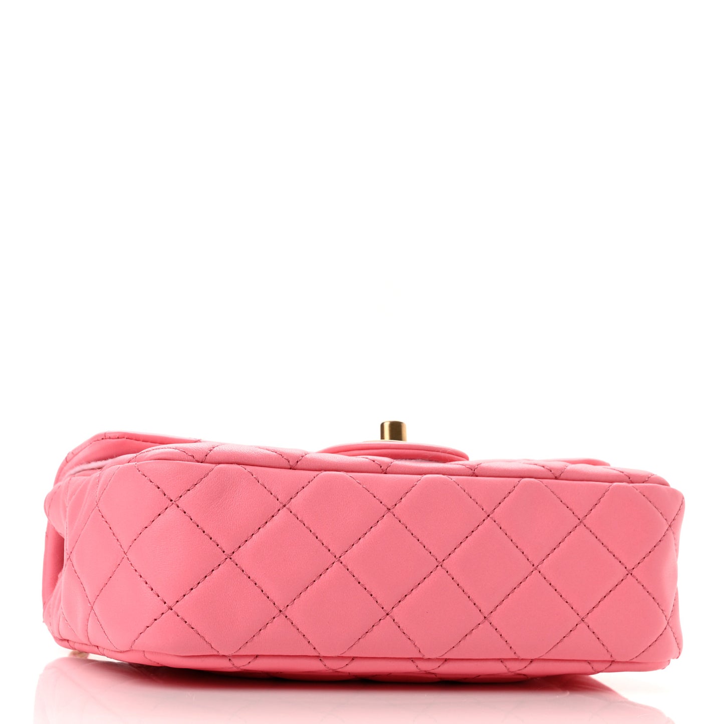 Lambskin Quilted Mini Rectangular Pearl Crush Flap Pink