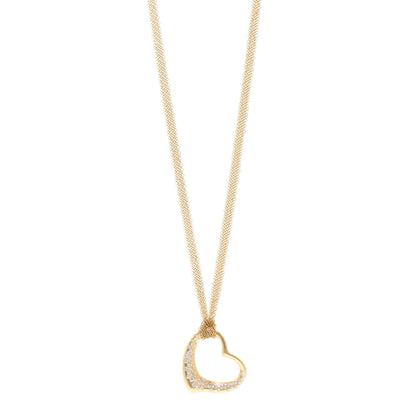 Tiffany 18K Yellow Gold Diamond Elsa Peretti Open Heart Mesh Necklace 1 of 4